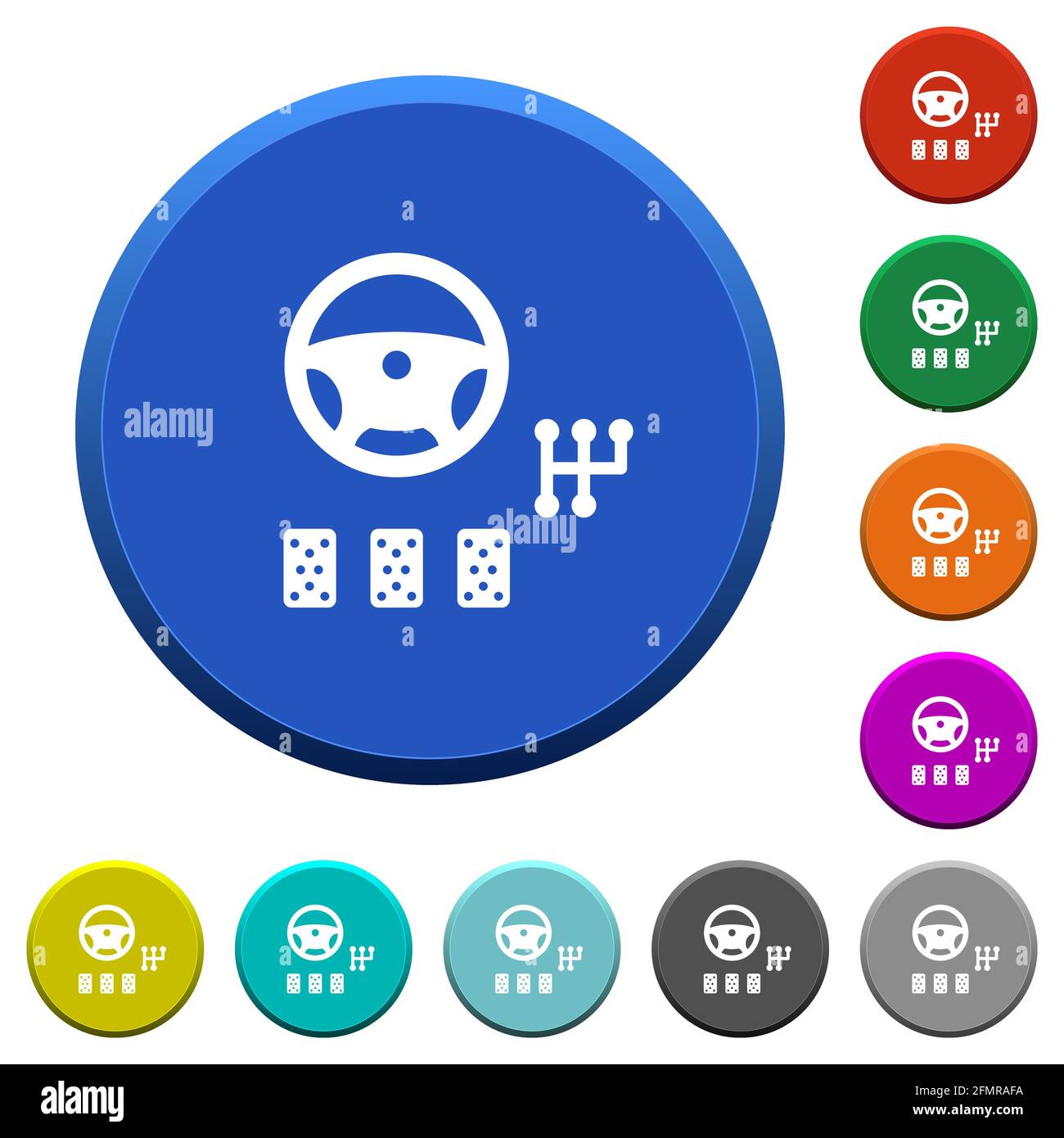 Car controls round color beveled buttons with smooth surfaces and flat ...