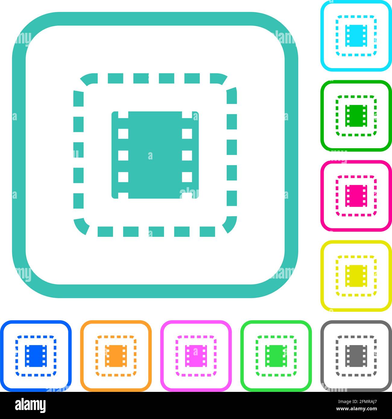 Place movie vivid colored flat icons in curved borders on white ...