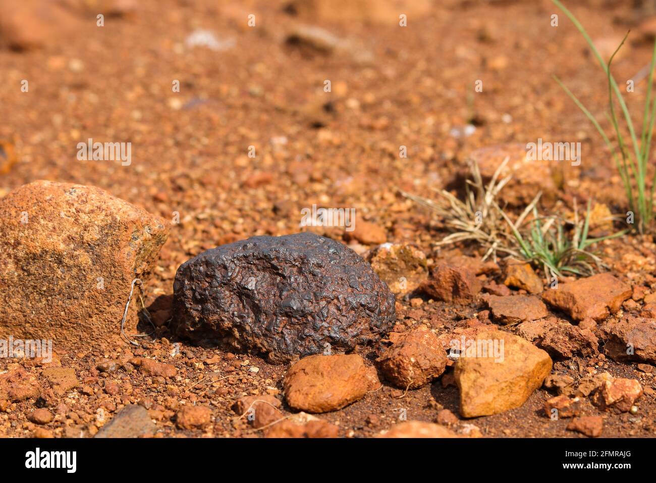 Natural Solid Magnetite Iron Ore Lump Stock Photo