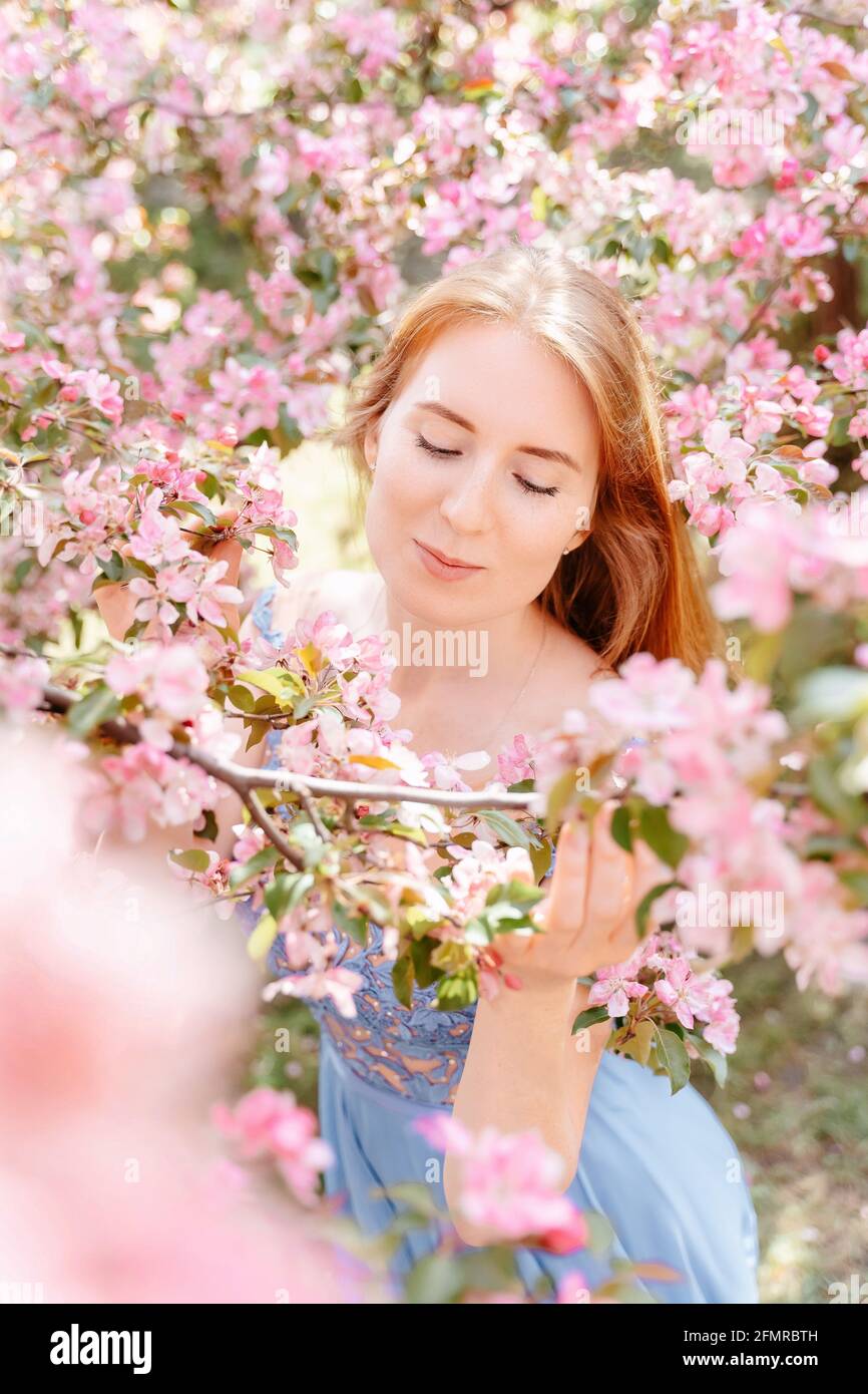 Girl cherry blossoms portrait hi-res stock photography and images - Alamy