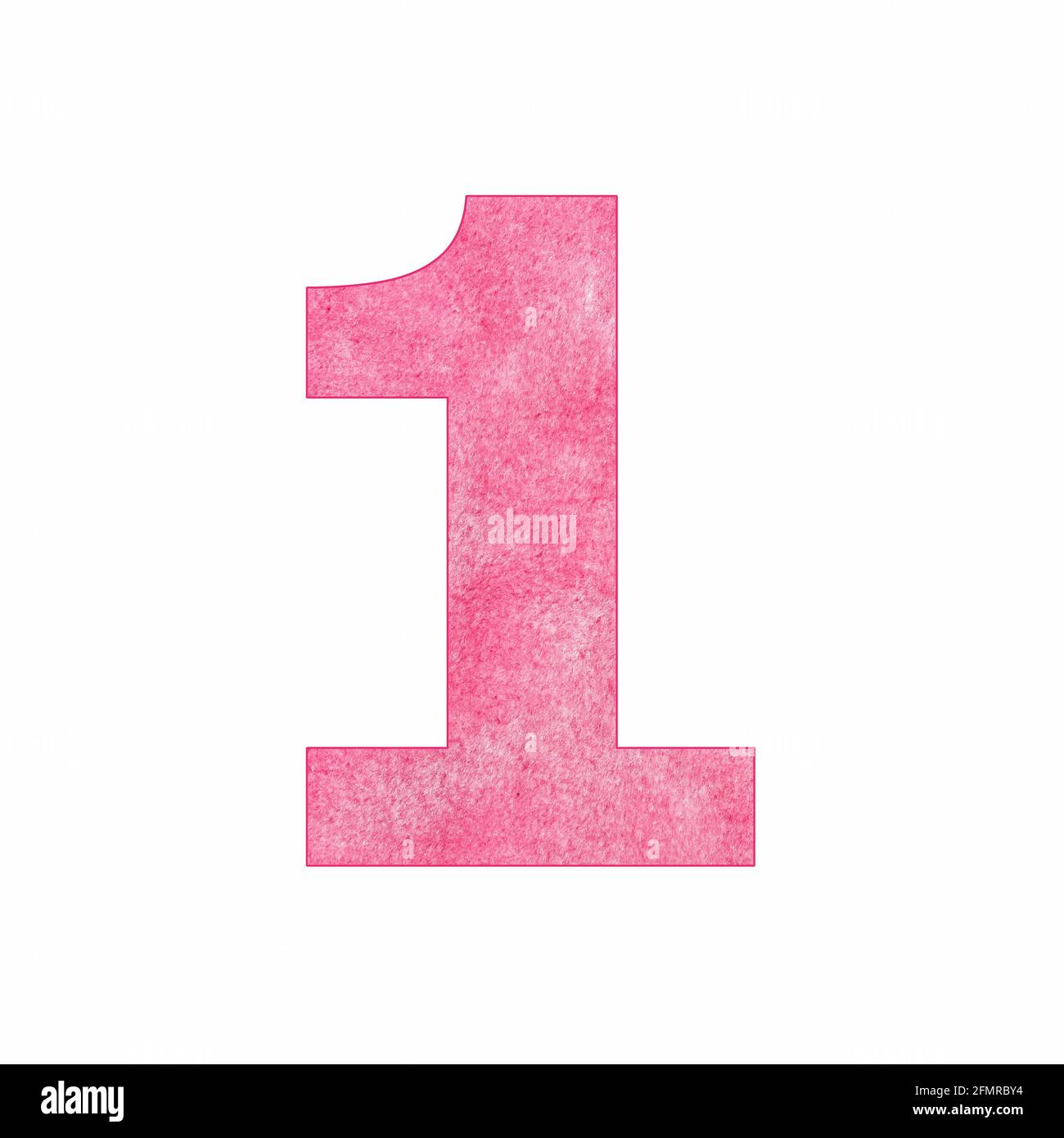 Number digit one - Pink plush texture Stock Photo - Alamy