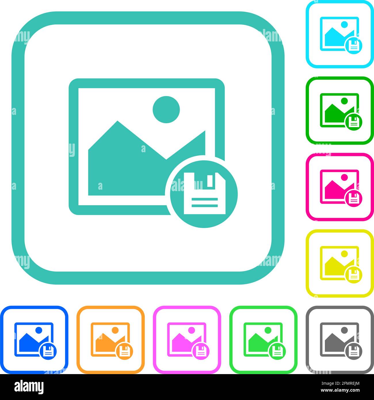 Save image vivid colored flat icons in curved borders on white ...