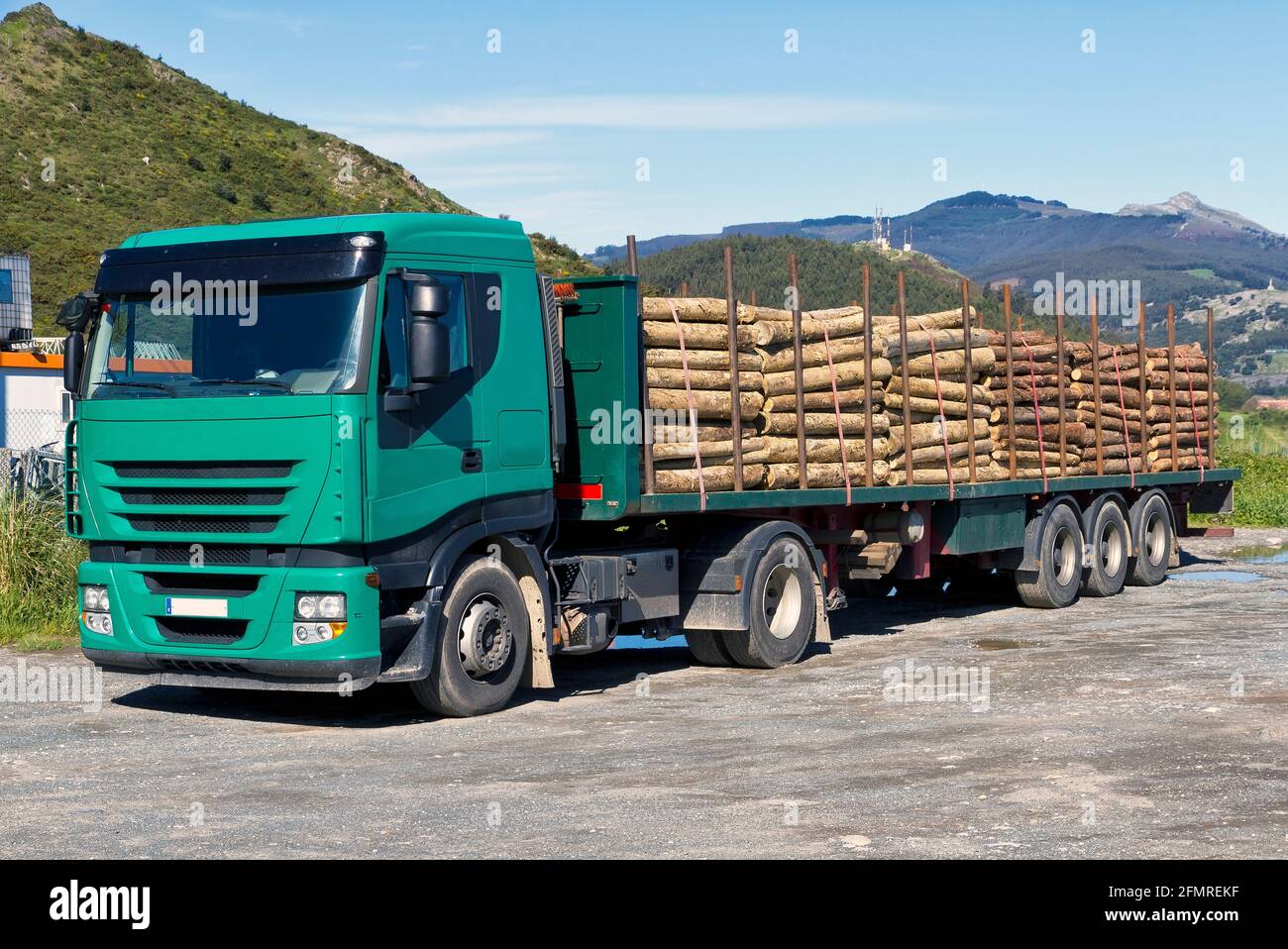 Truck transporting logs, logging truck Stock Photo Alamy