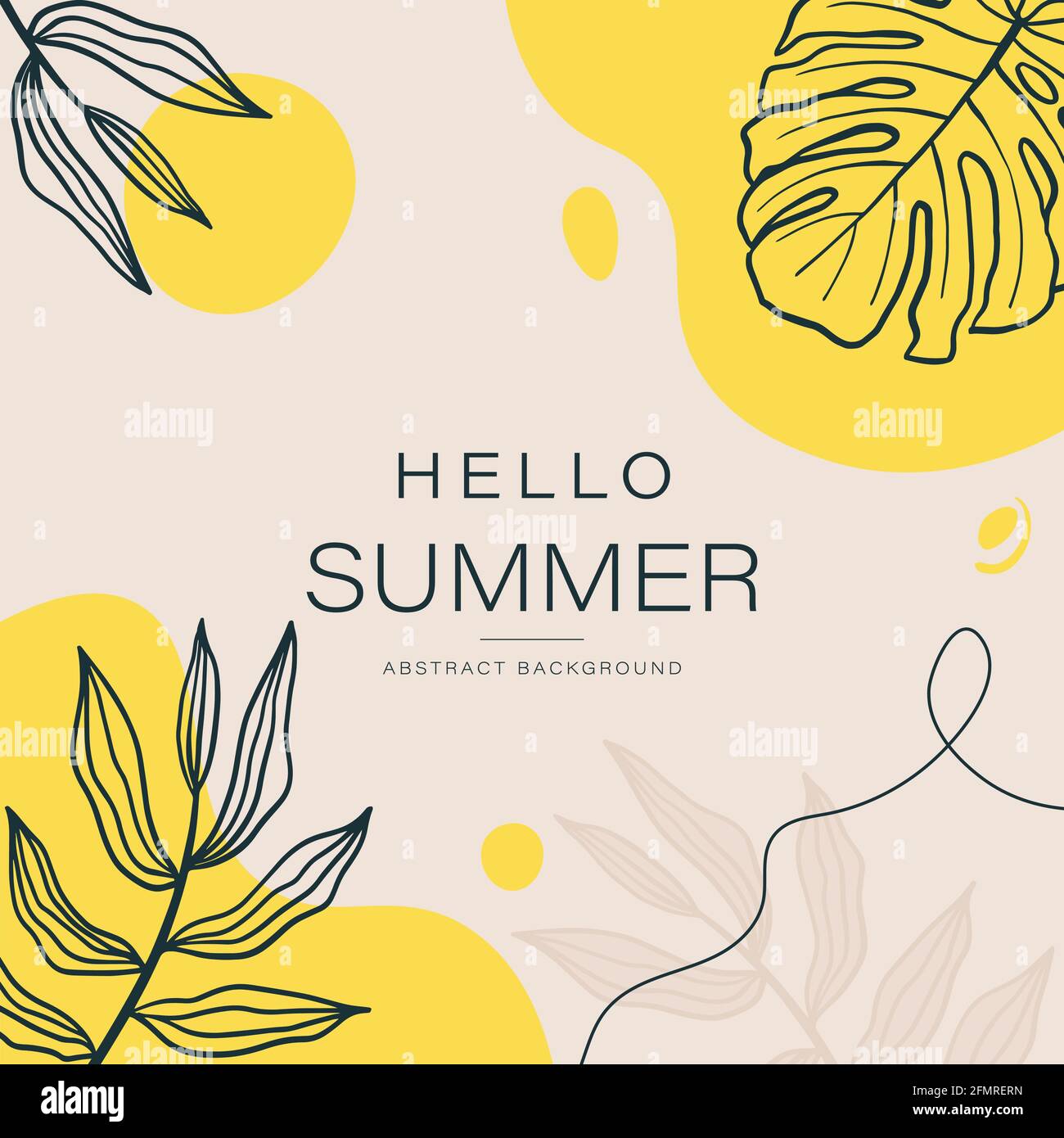 Summer abstract background with tropical leaves. Vector template banner ...