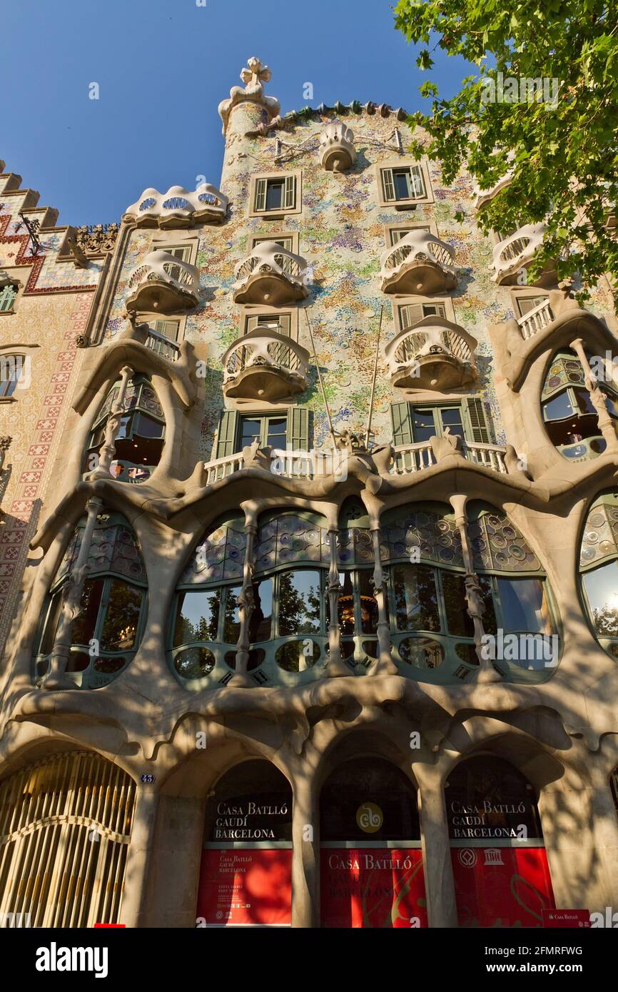 The Casa Batlló is a building designed by the architect Antoni Gaudí, leader of the Catalan Modernism. This is a remodeling of an existing building pr Stock Photo