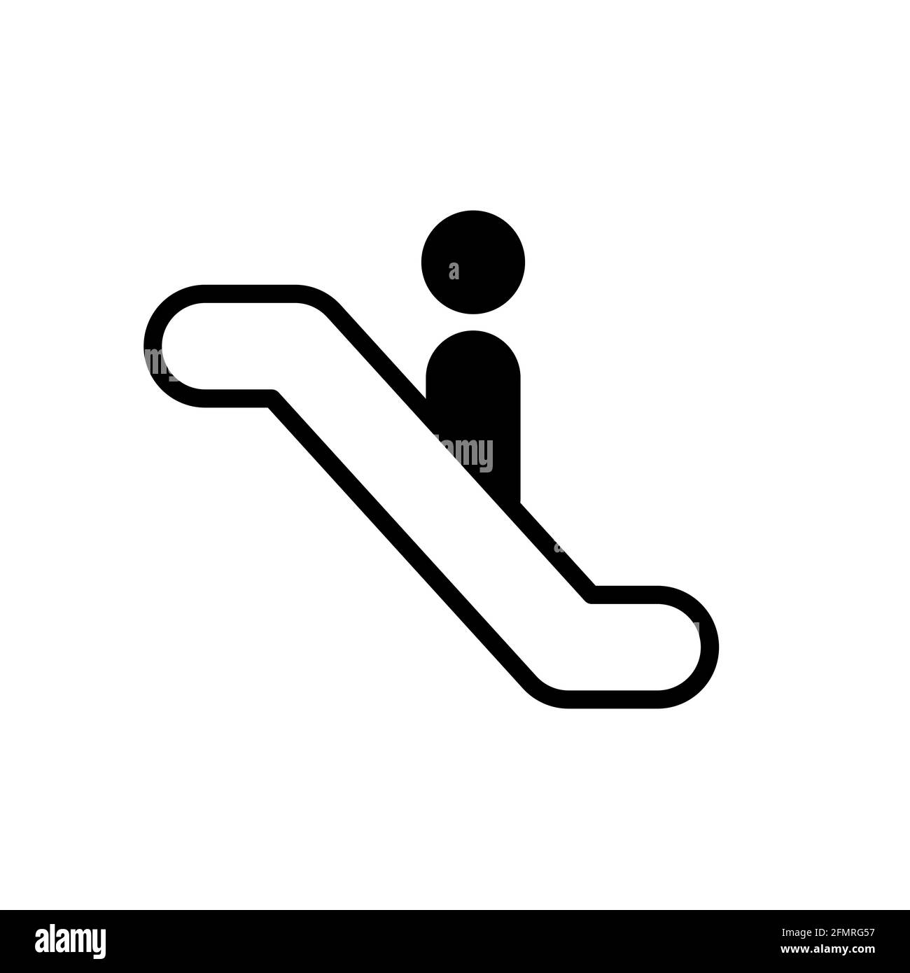 Escalator go down with simple man icon, elevator symbol on white Stock Vector