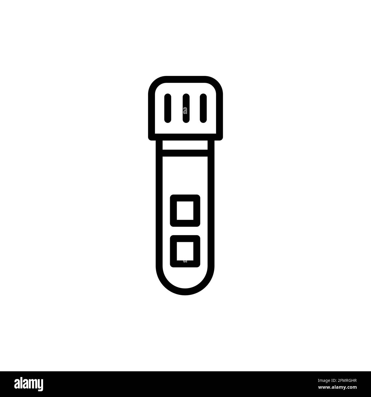 Laboratory tube with blood test color line icon. Isolated vector element. Outline pictogram for web page, mobile app, promo Stock Vector