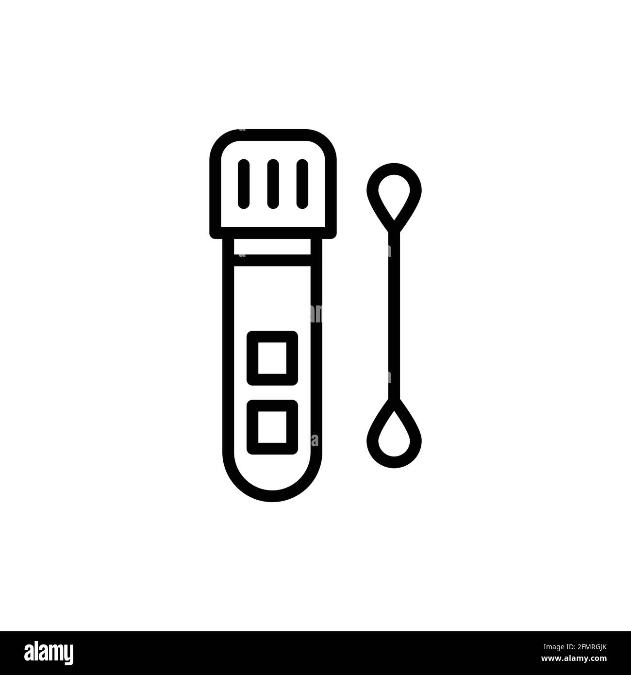 Laboratory tube with saliva test color line icon. Isolated vector element. Outline pictogram for web page, mobile app, promo Stock Vector