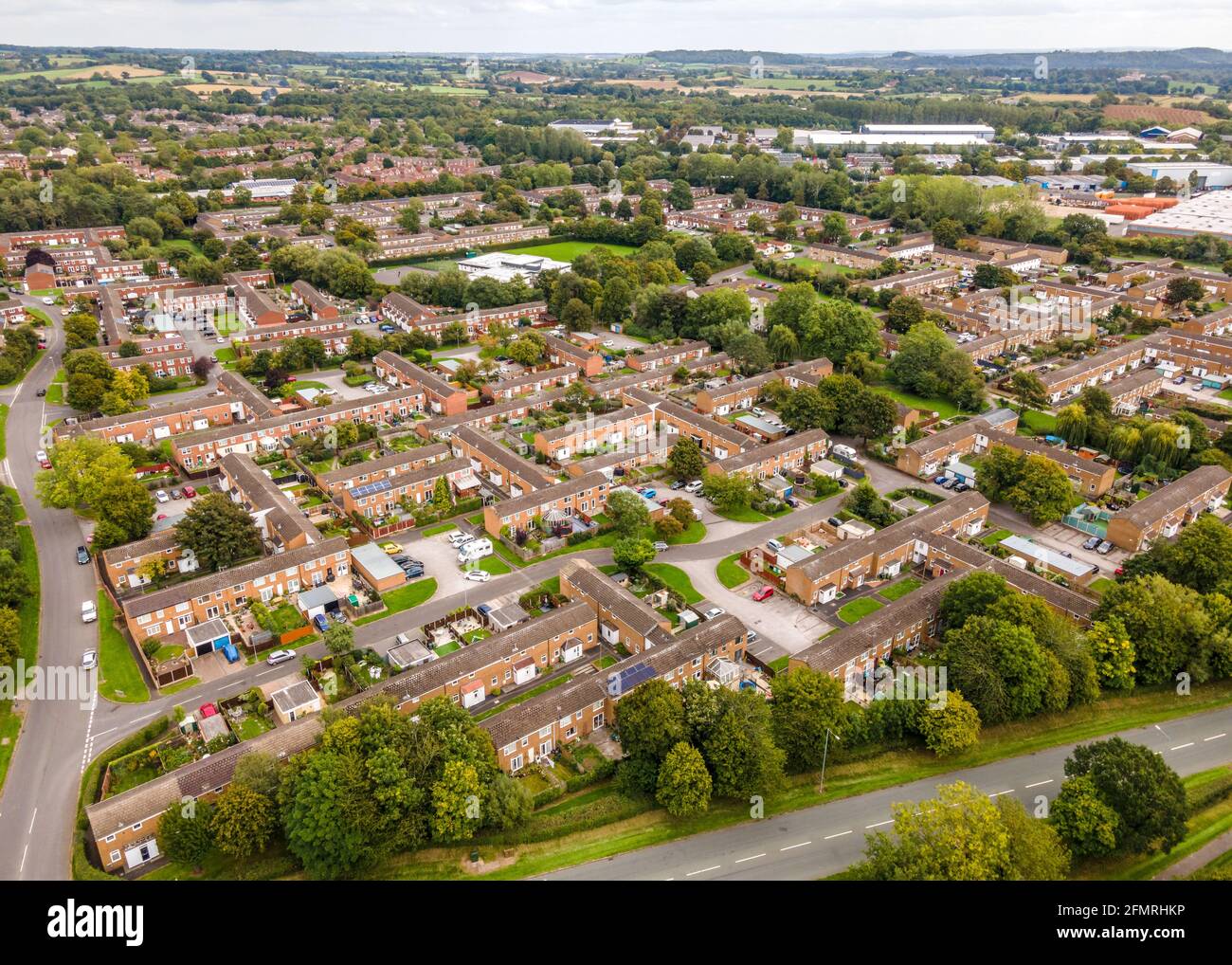 Aerial view of Matchborough West in Redditch, Worcestershire. Stock Photo