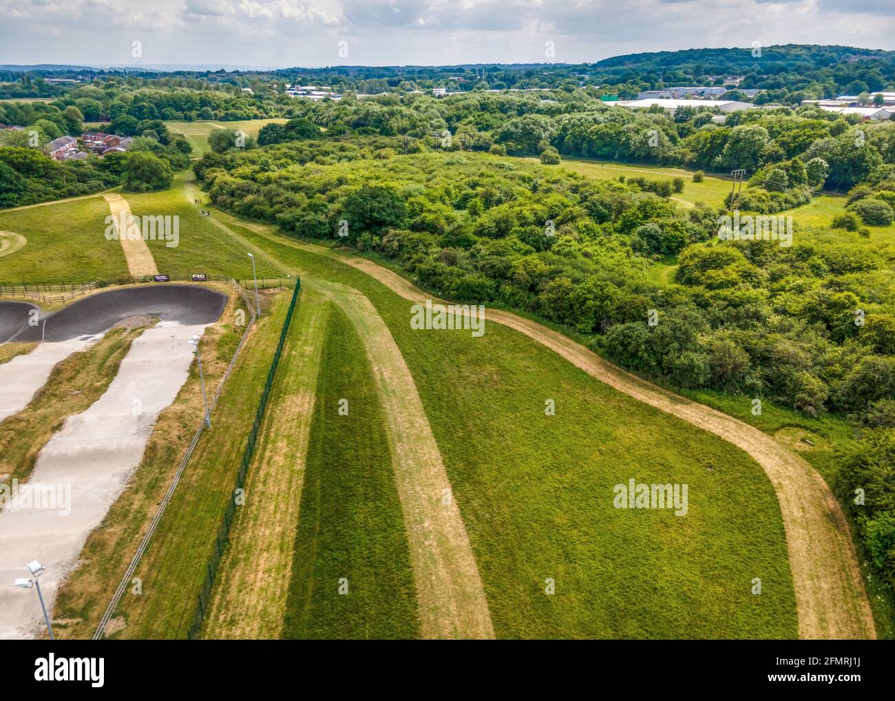 Aerial view of Ipsley Meadows in Redditch during lockdown 2020. Stock Photo