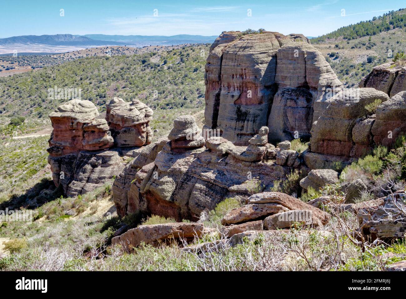 Landscape with strange rock formations at Peracence, Teruel, Aragon, Spain Stock Photo