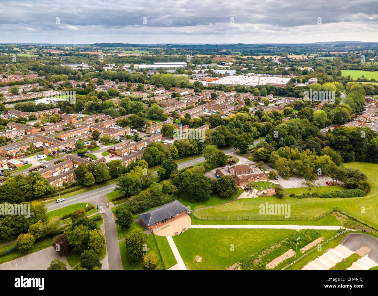 Aerial view of Matchborough West in Redditch, Worcestershire. Stock Photo