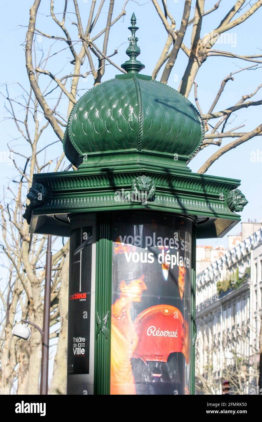 Morris column, Paris, France Stock Photo