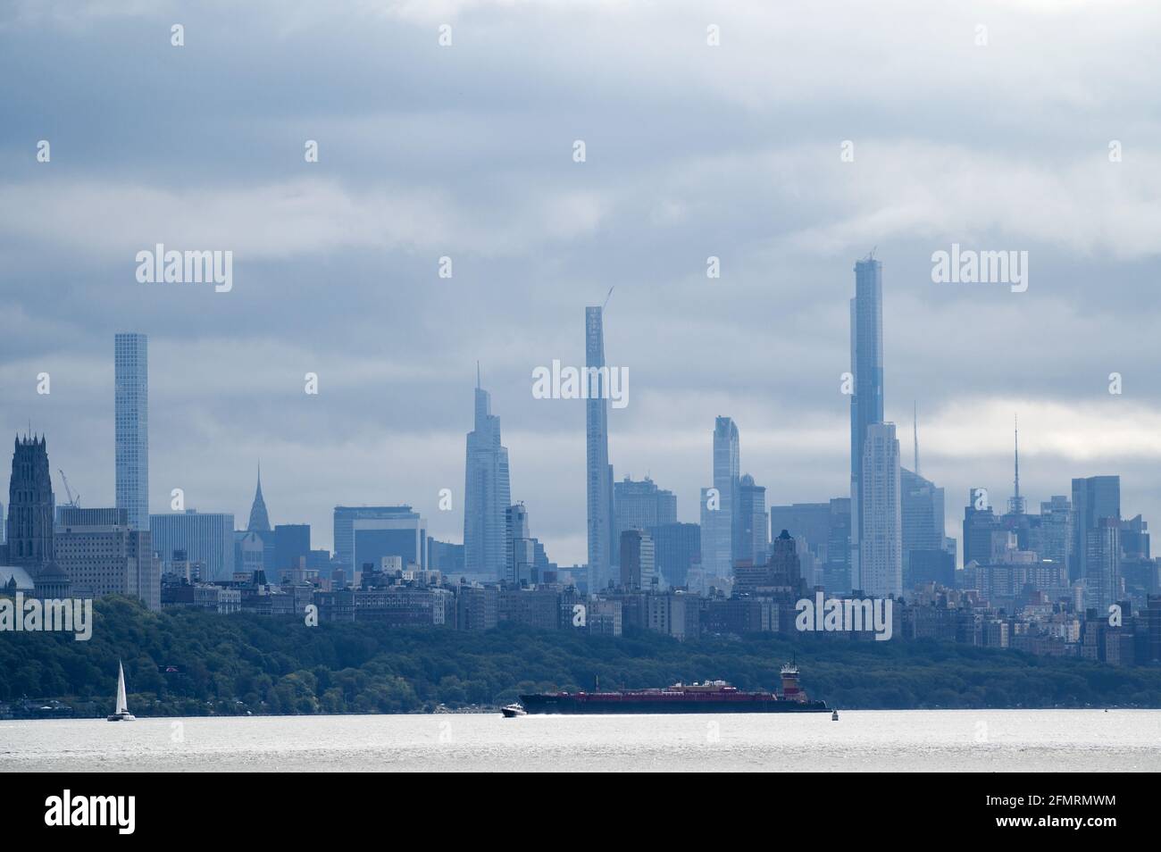 Uptown and Midtown Manhattan on an overcast day Stock Photo