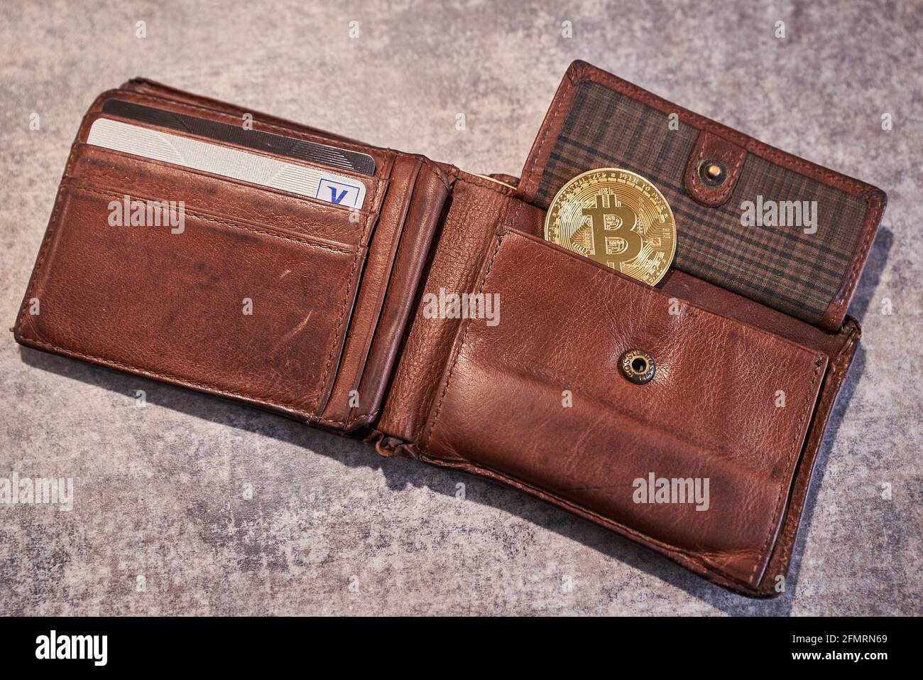 Closeup of a bitcoin wallet. Bitcoin medal in a cold wallet Stock Photo -  Alamy