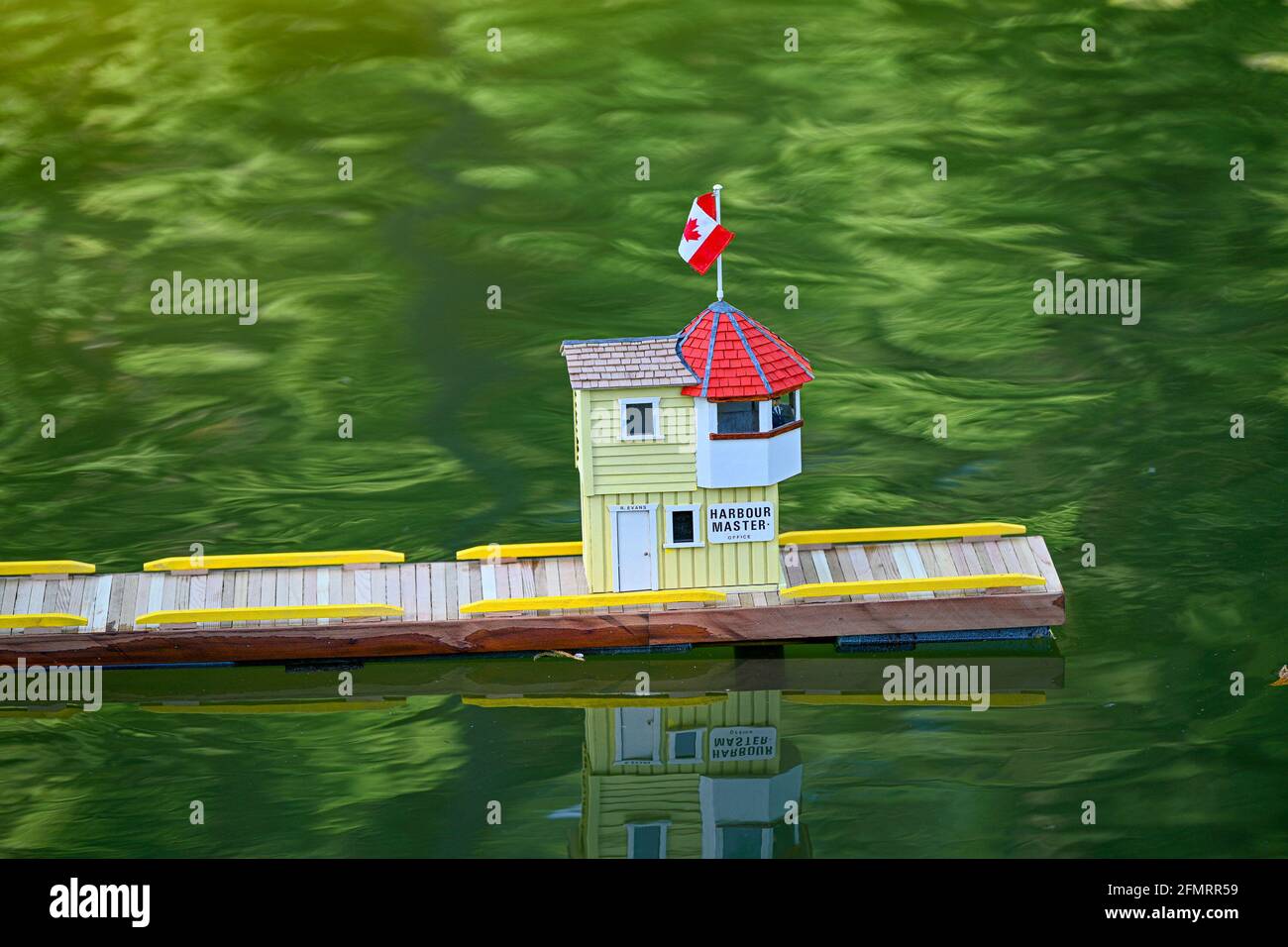 Model boating dock, Lower Pond, Central Park, Burnaby,  British Columbia, Canada Stock Photo
