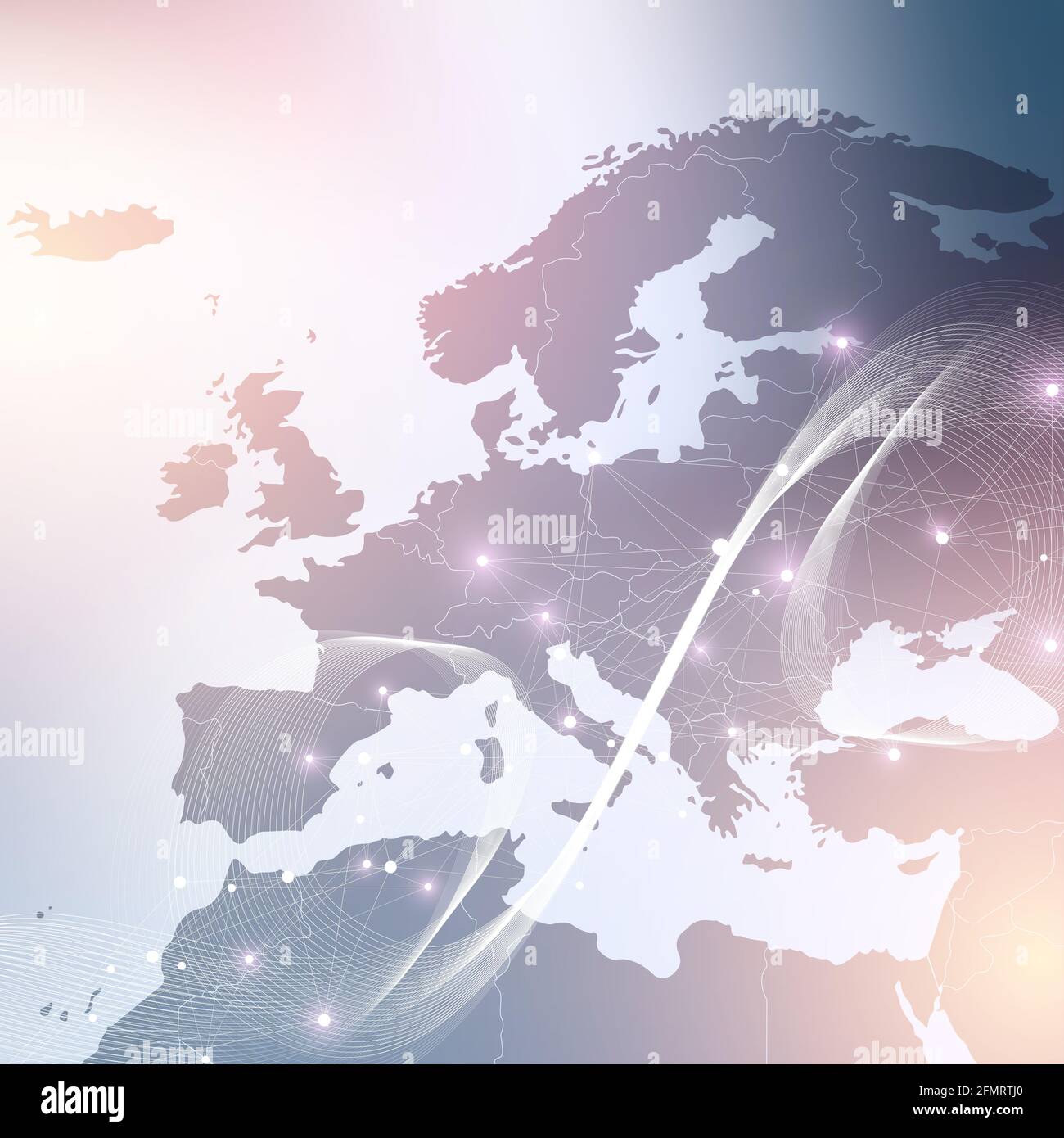 World map global technology networking concept. Digital data visualization. Lines plexus. Big Data background communication. Scientific illustration. Stock Photo