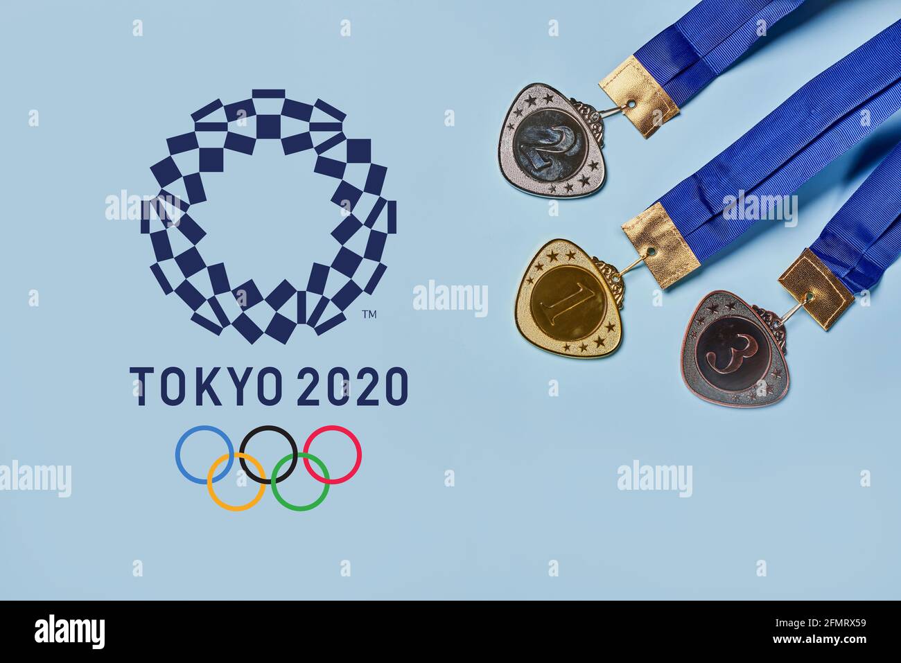 Tashkent, Uzbekistan March 4, 2021 2020 Summer Olympic Games. Three Golden, Silver and Bronze