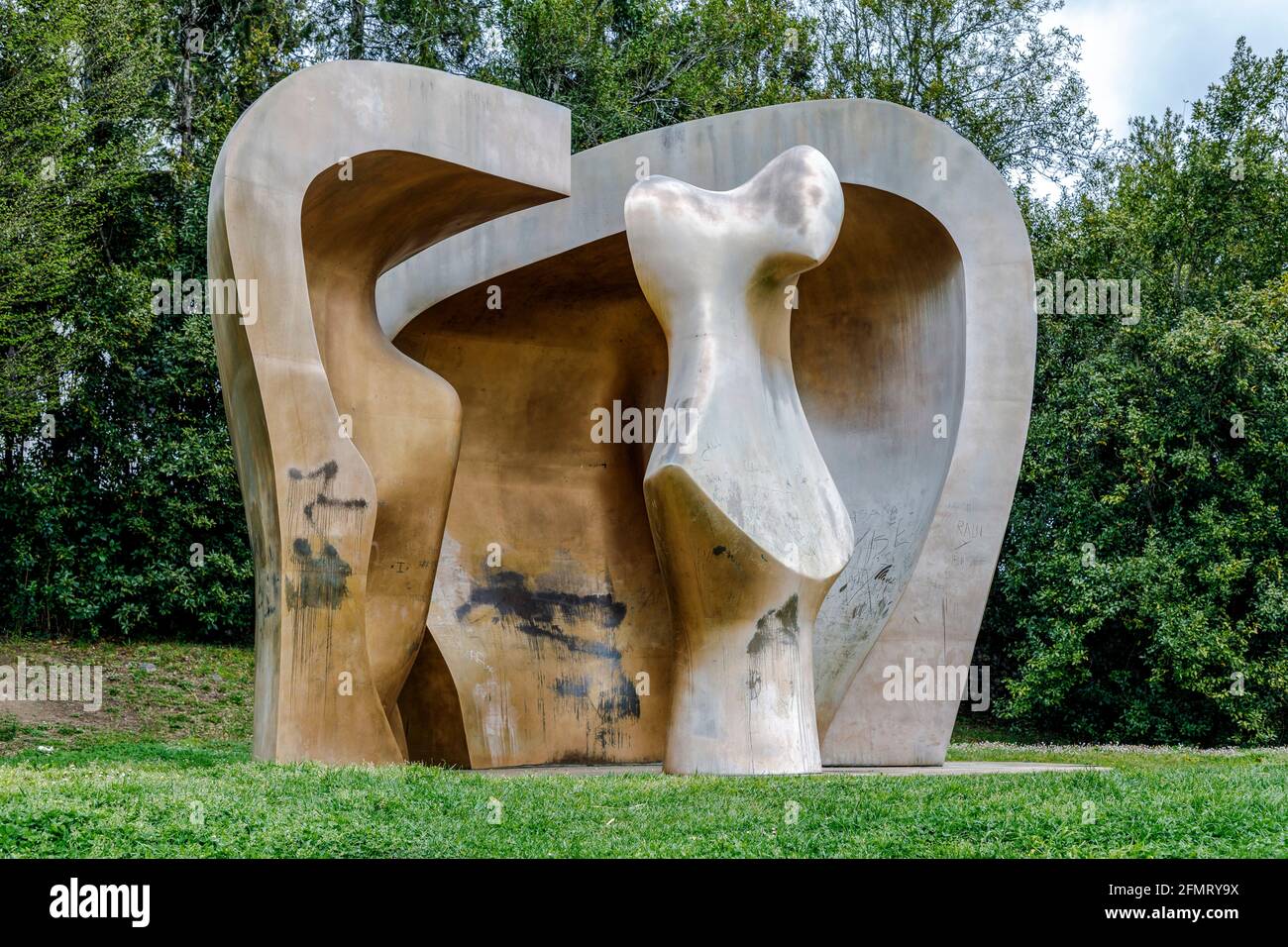 Guernica, Spain - April 09, 2018: Sculpture by Henry Moore "Large Figure in  a shelter". Brought to Gernika in 1991. This sculpture is part of the "Wa  Stock Photo - Alamy