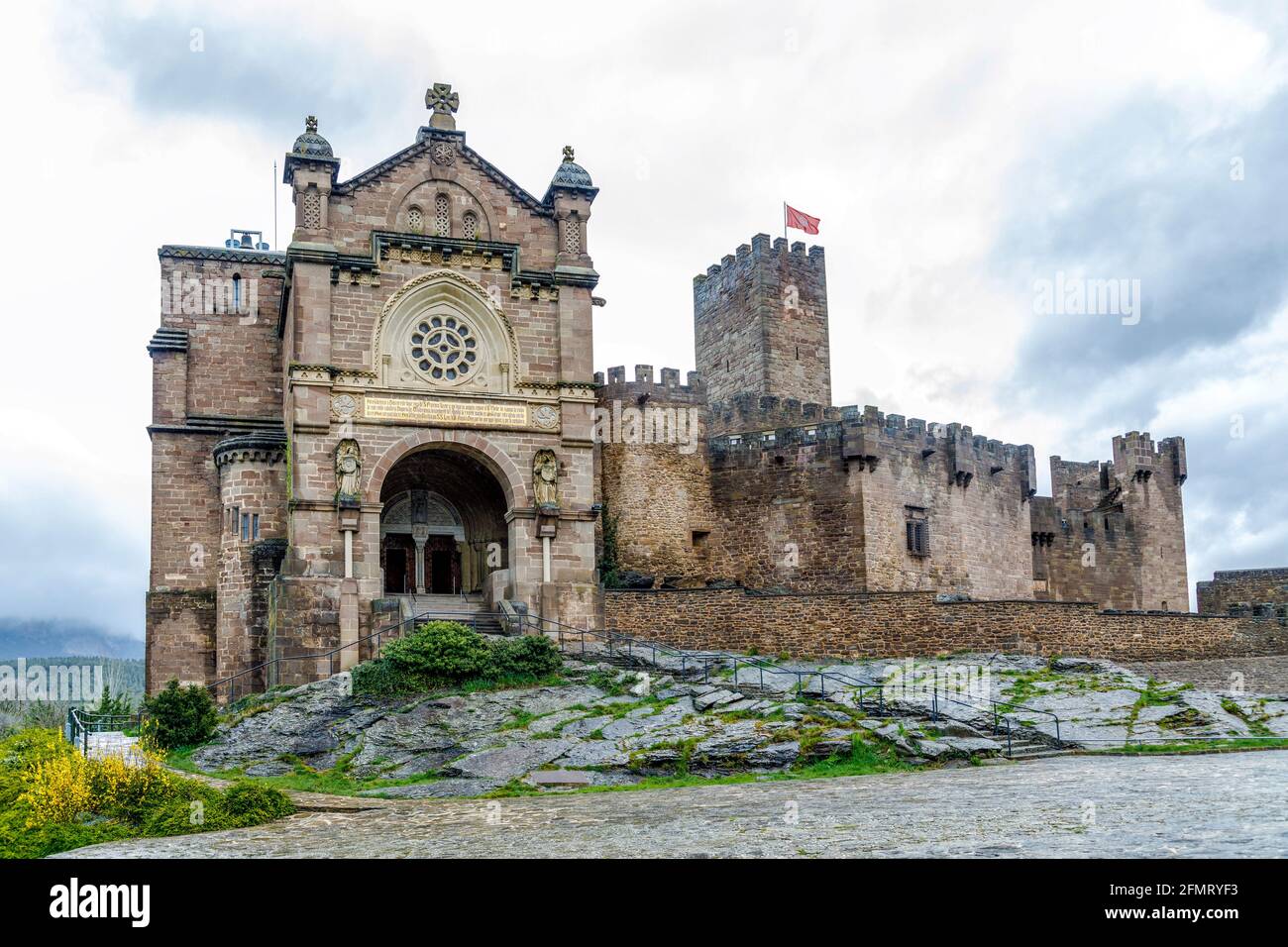 Castle of Xavier built in the 10th century is one of the main remaining icons of the Kigdom of Navarre and house former house of Saint Francis Xavier. Stock Photo