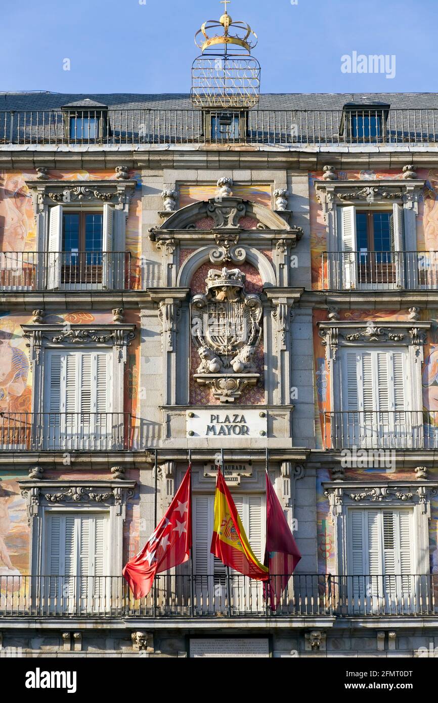 Principal building in Plaza Mayor, the most important square in Madrid Stock Photo