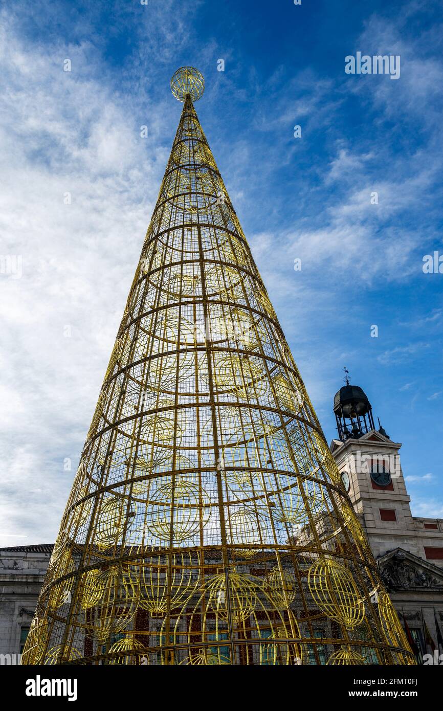 Famous Christmas tree in the Puerta del Sol Madrid, Spain. Where the
