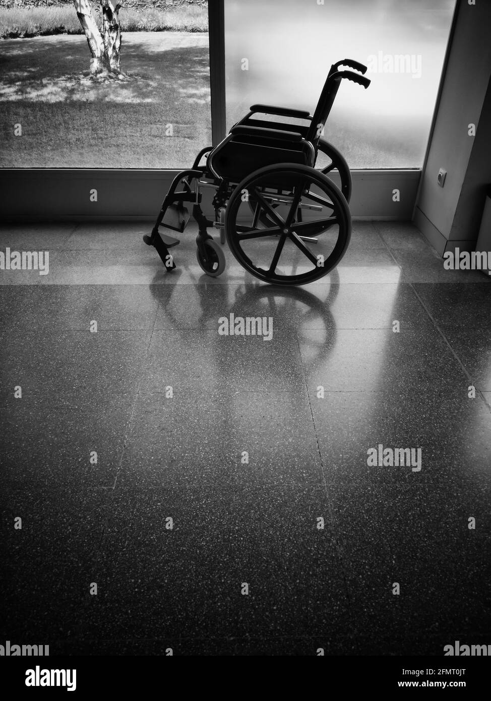 Wheelchair detail for sick and disabled, health care Stock Photo