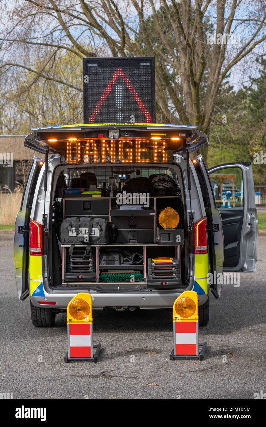 Police car, motorway police, Mercedes Benz Vito, with special warning