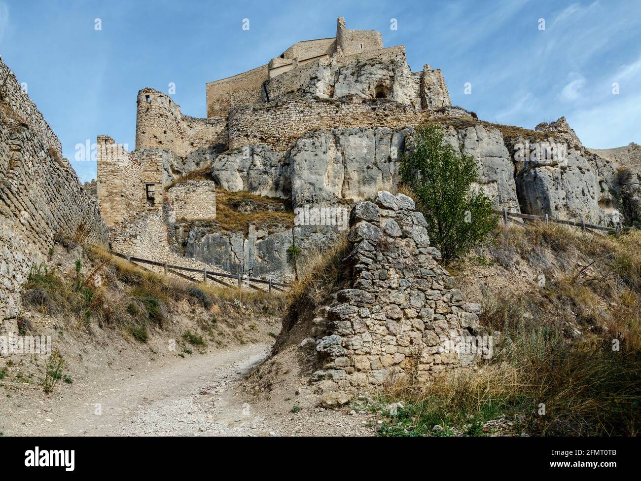 Castle of Morella, the province of Castellon, Spain., Maestrazgo in Valencia, Spain Stock Photo