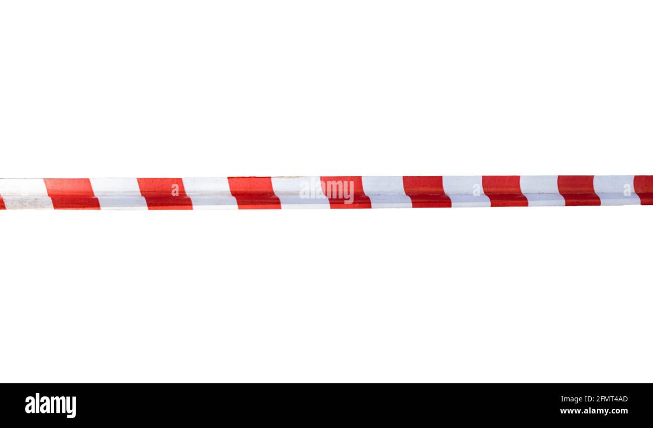 Red and white safety tape isolated on a white background Stock Photo