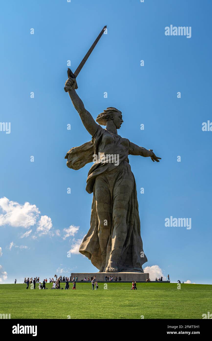 Volgograd, Russia - May 5, 2021: Statue of Motherland Mother in the ...