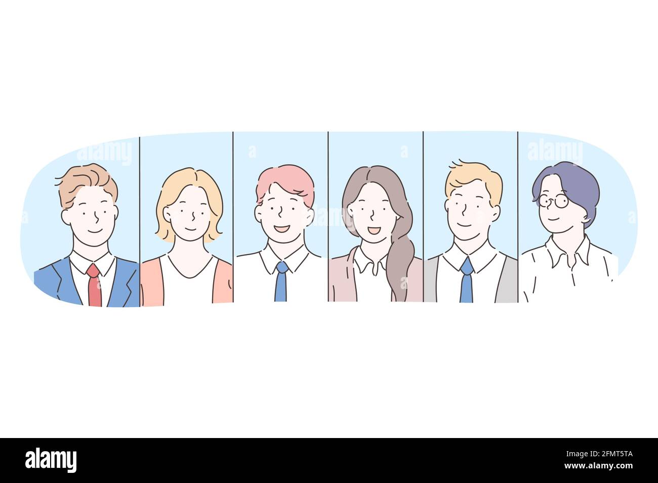 Office workers, business, managers, teamwork, cooperation concept Stock Vector