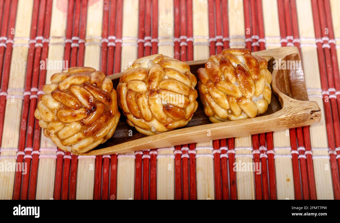 Typical Spanish pastry "panellets" in Catalonia at All Saint's Day