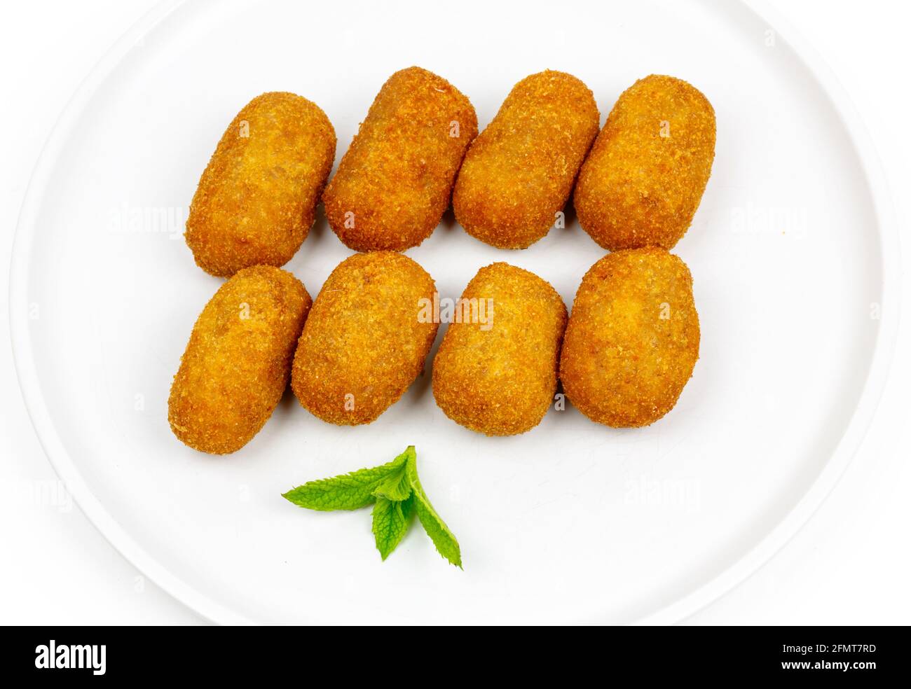 closeup of plate with spanish croquettes served as tapas Stock Photo