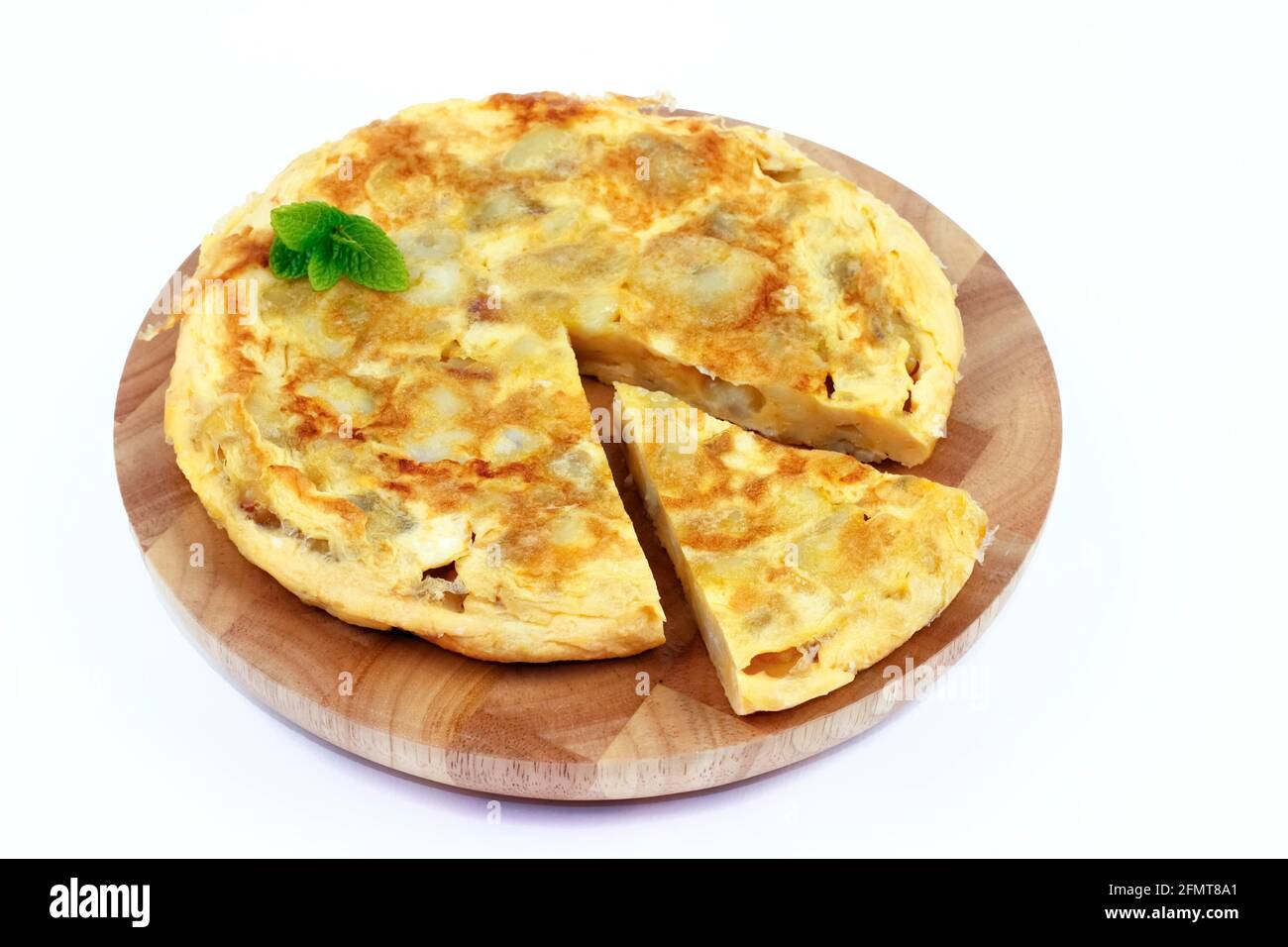 Spanish omelette with potatoes, parsley leaf gift auction Stock Photo