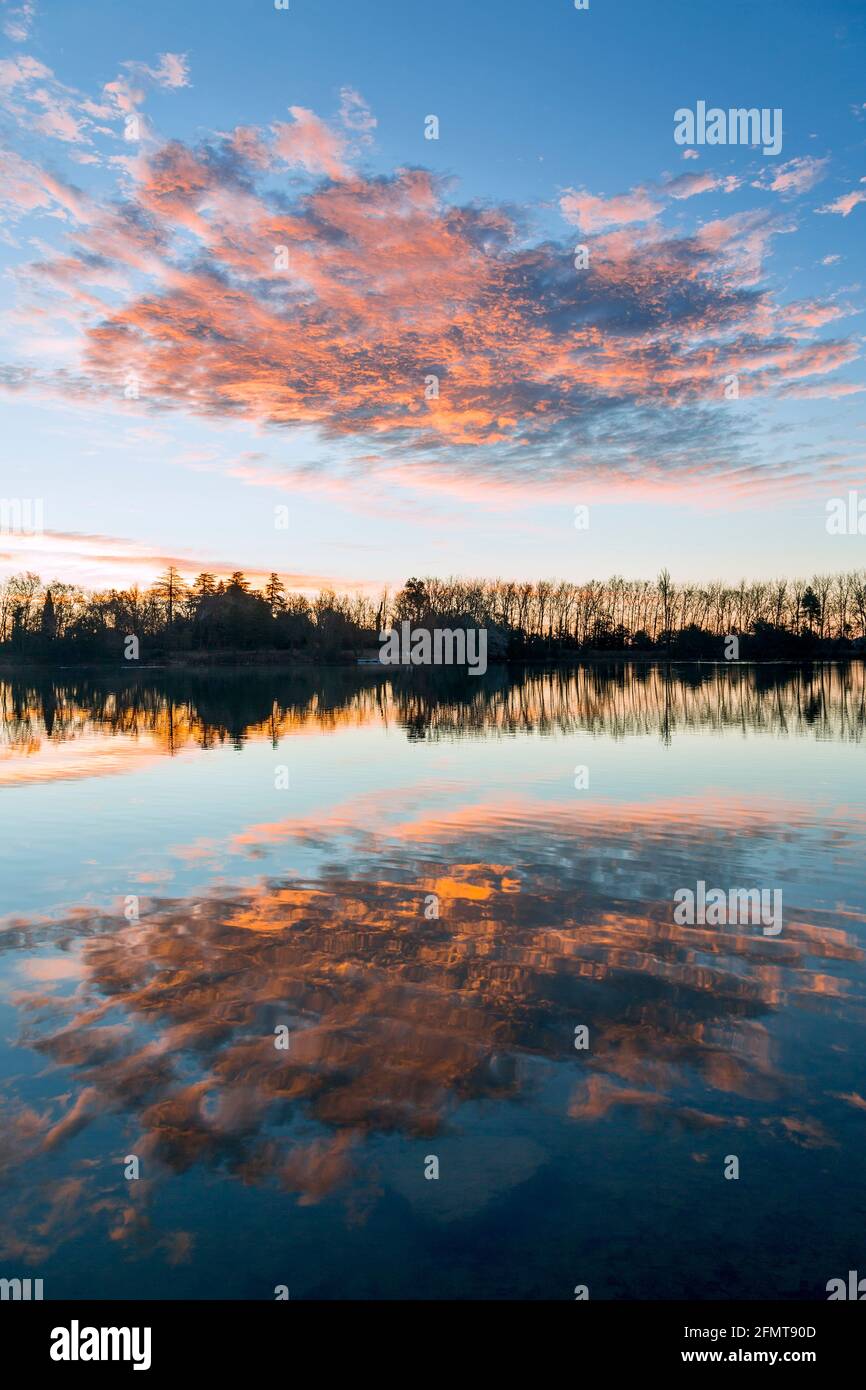 sunrise in the wetlands of Berga, Catalonia, Spain Stock Photo