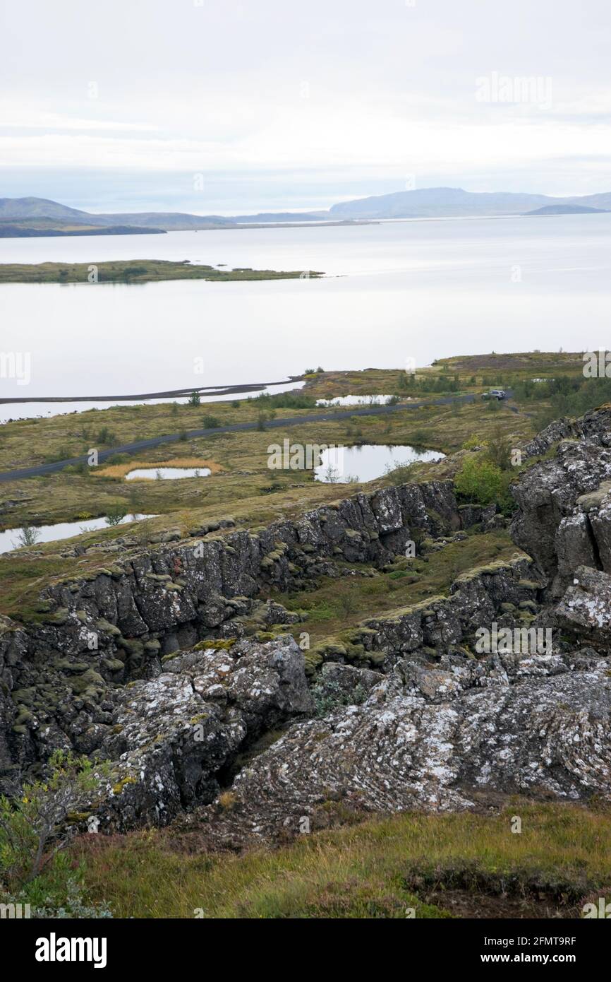 Thingvellir was the site of the annual parliament of Iceland from 930 to 1798 AD and is now a national park in southwest Iceland. Stock Photo