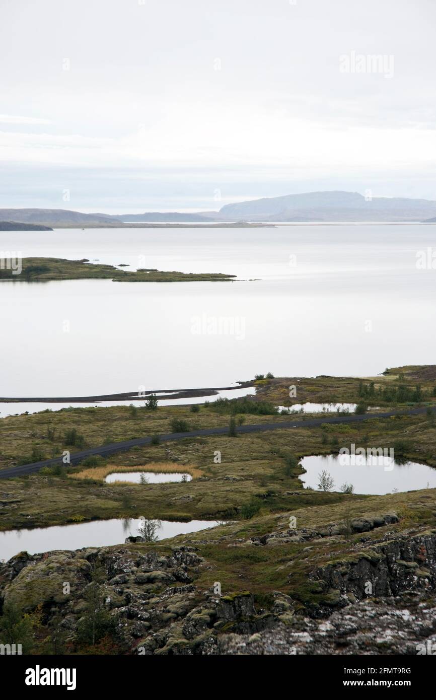 Thingvellir was the site of the annual parliament of Iceland from 930 to 1798 AD and is now a national park in southwest Iceland. Stock Photo