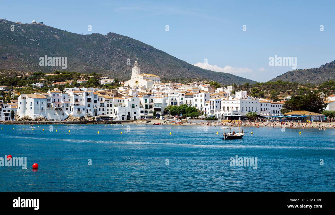 Cadaques village on the Mediterranean seaside, Costa Brava, Catalonia ...
