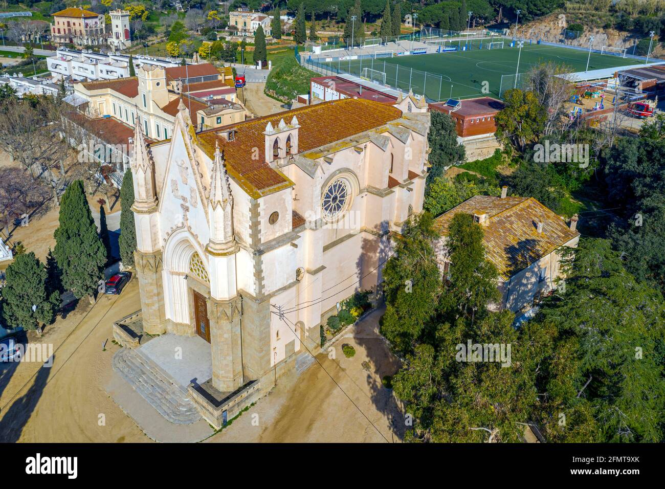 Sanctuary of Mercy, in Canet de Mar Barcelona Spain. Aerial view Stock ...