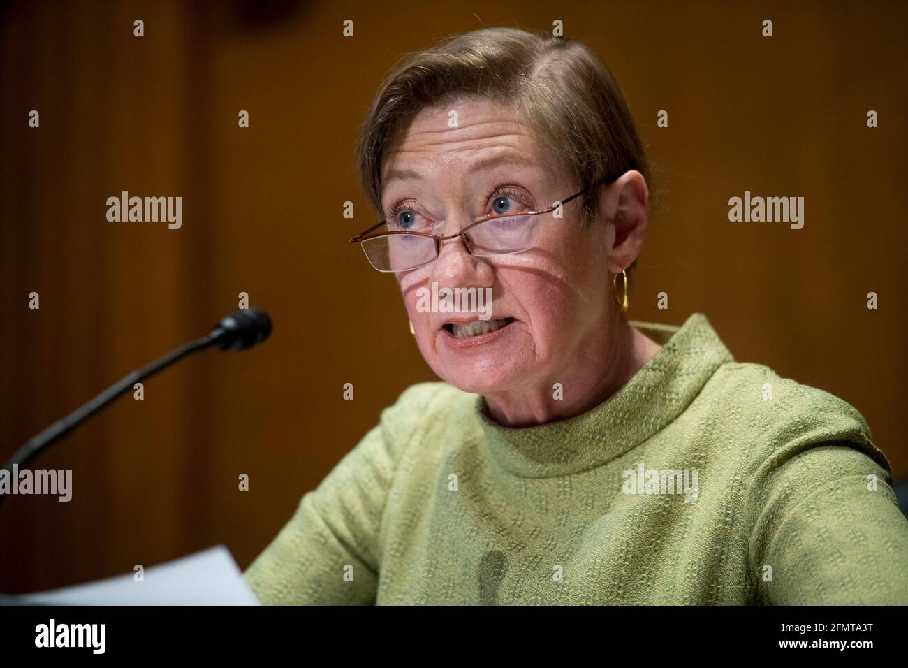 Nina E. Olson, Executive Director, Center for Taxpayer Rights, offers remarks during a Senate Committee on Finance - Subcommittee on Taxation and IRS Oversight hearing to examine closing the tax gap, focusing on lost revenue from noncompliance and the role of offshore tax evasion, in the Dirksen Senate Office Building in Washington, DC, Tuesday, May 11, 2021. Credit: Rod Lamkey/CNP | usage worldwide Stock Photo