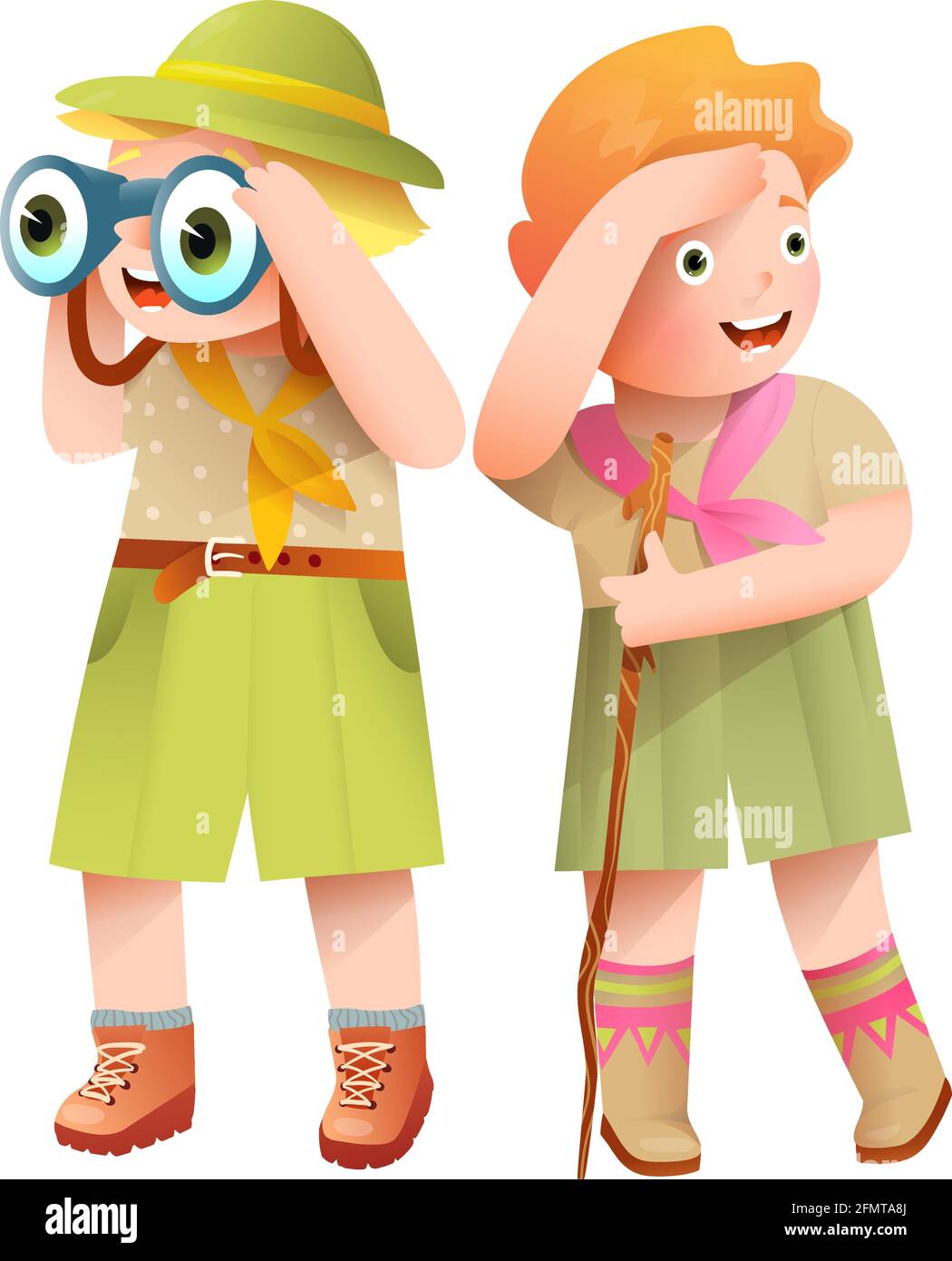 Boy and Girl Scout Children Adventures Stock Vector