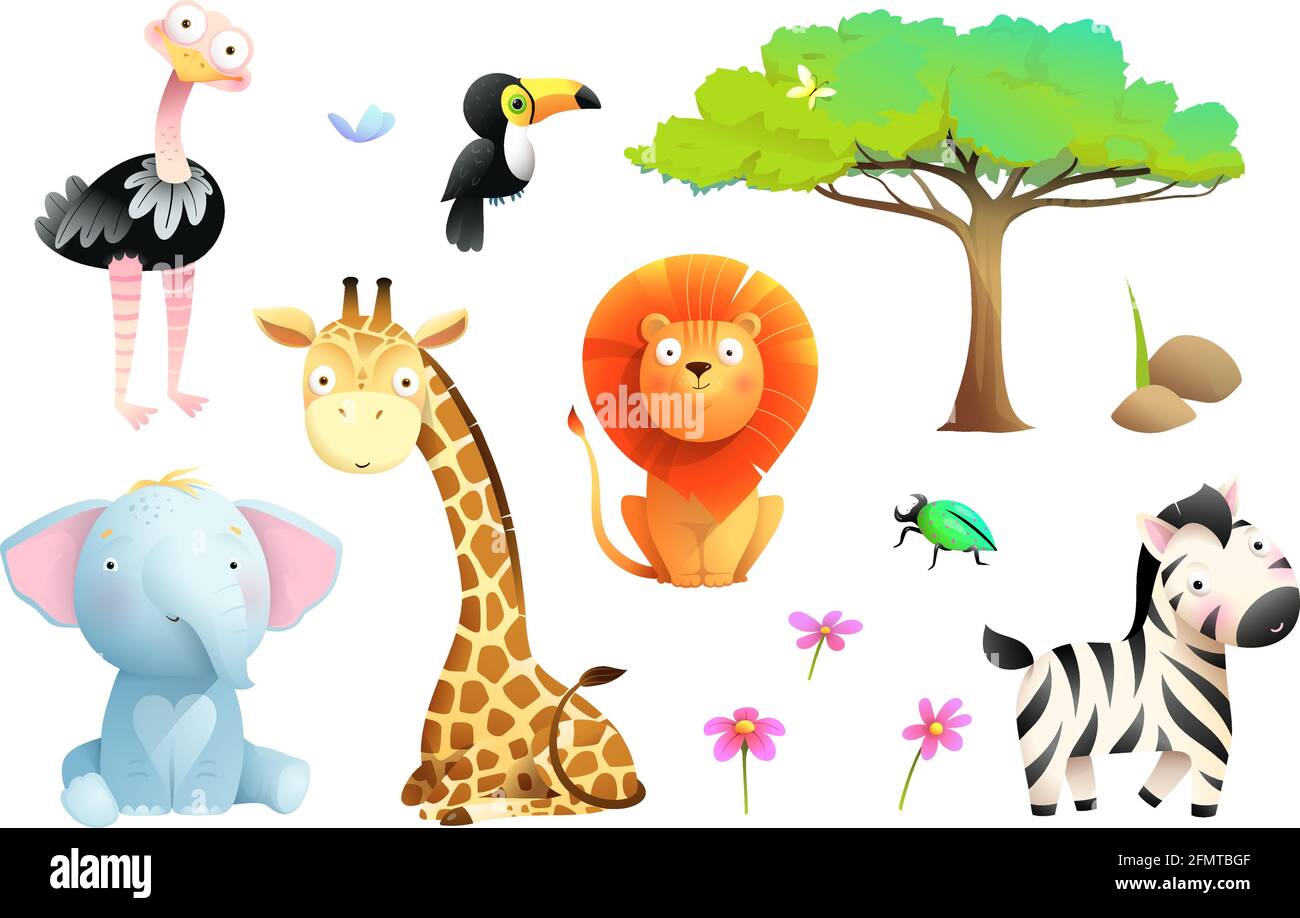 Download African Zoo Or Safari Animals For Children Clipart Stock Vector Image Art Alamy