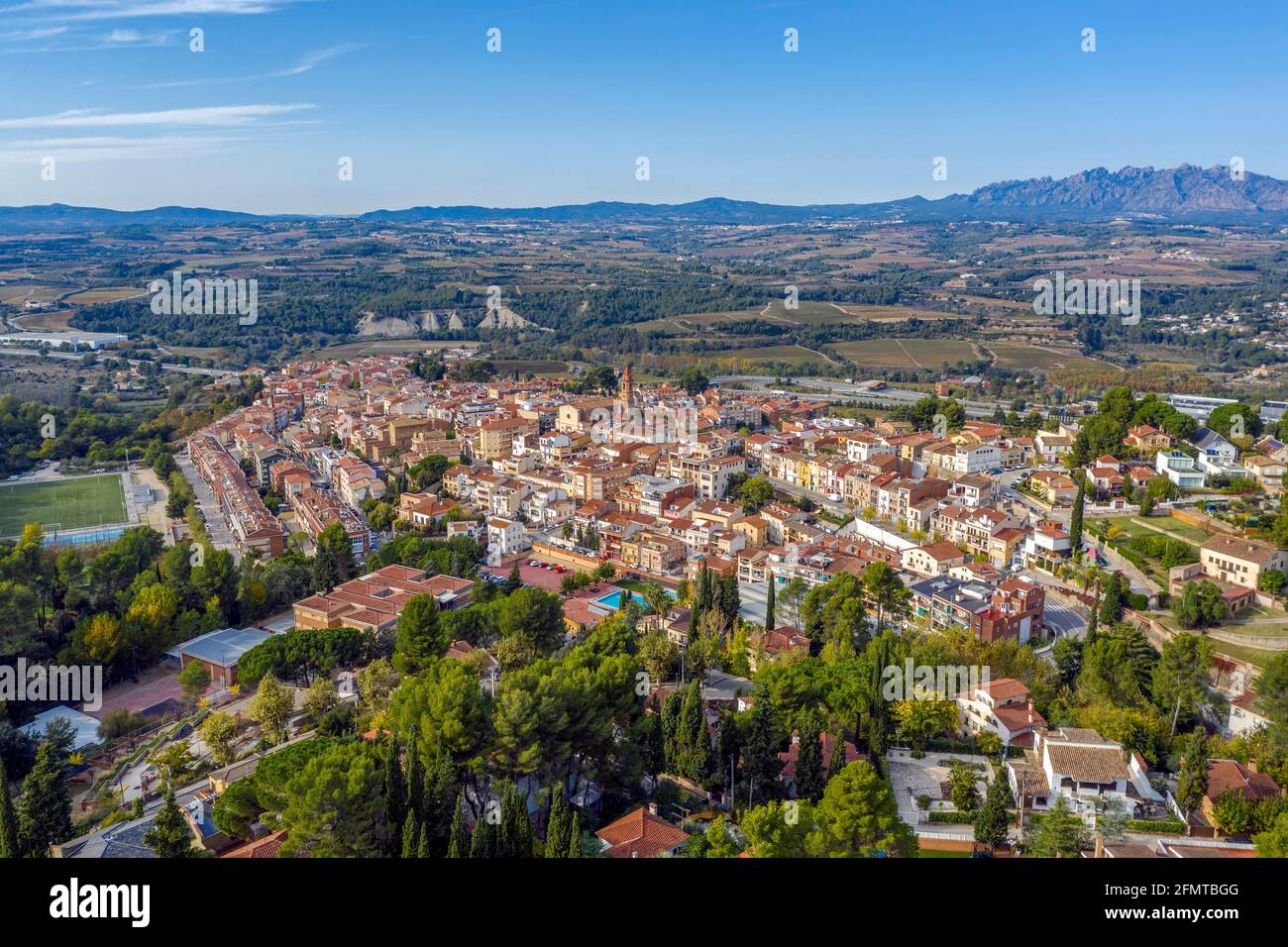 View of Gelida, province of Barcelona, in Alto Penedes. With a Population of 7371, Catalonia Spain Stock Photo