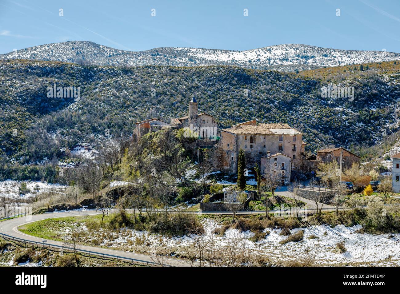 High mountain village of Perves of the region of the high Ribagorza Lleida Catalonia Spain. It belongs to the municipal term of Pont de Suert, and has Stock Photo