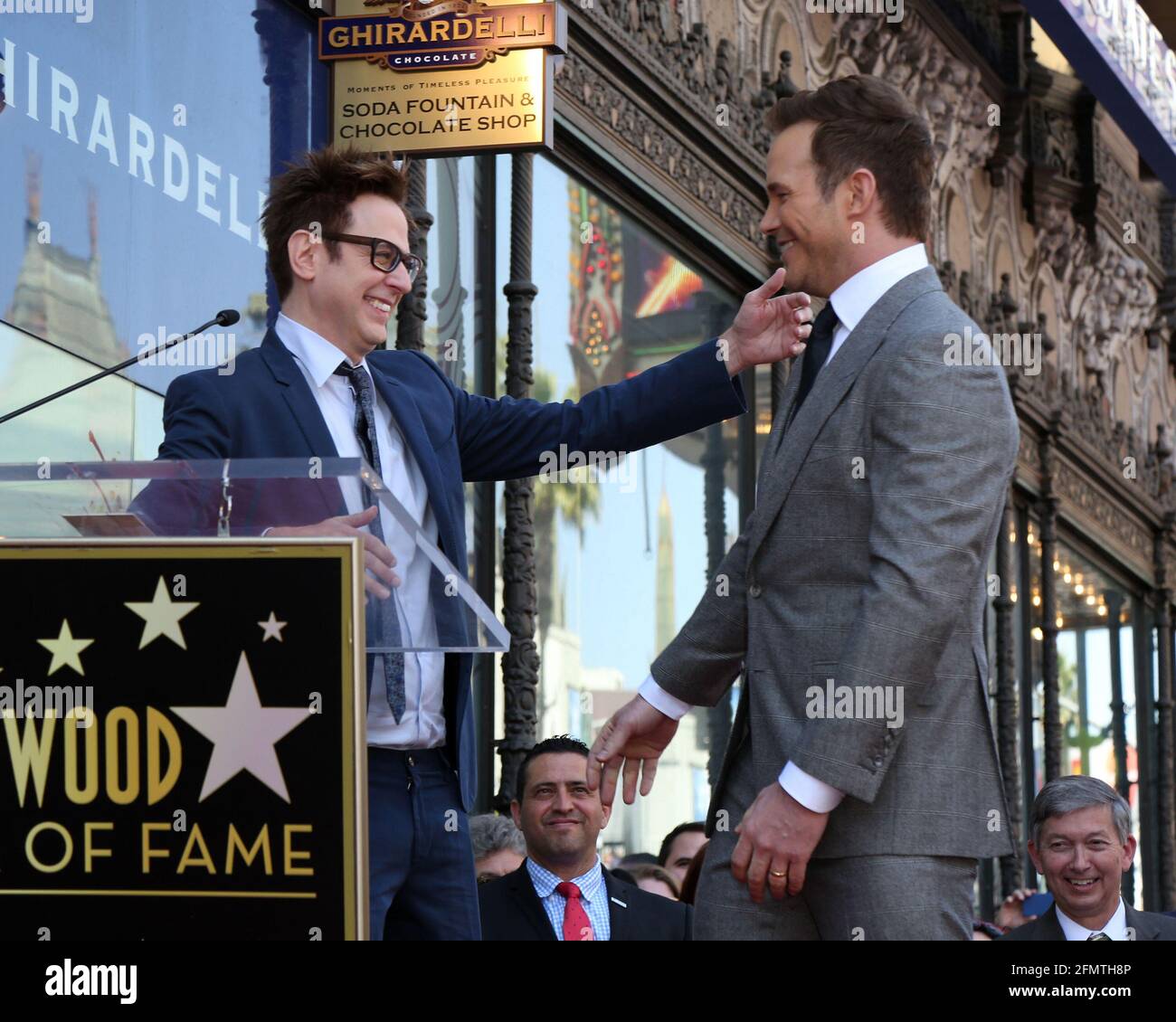 LOS ANGELES APR 21 James Gunn, Chris Pratt at the Walk of Fame Star