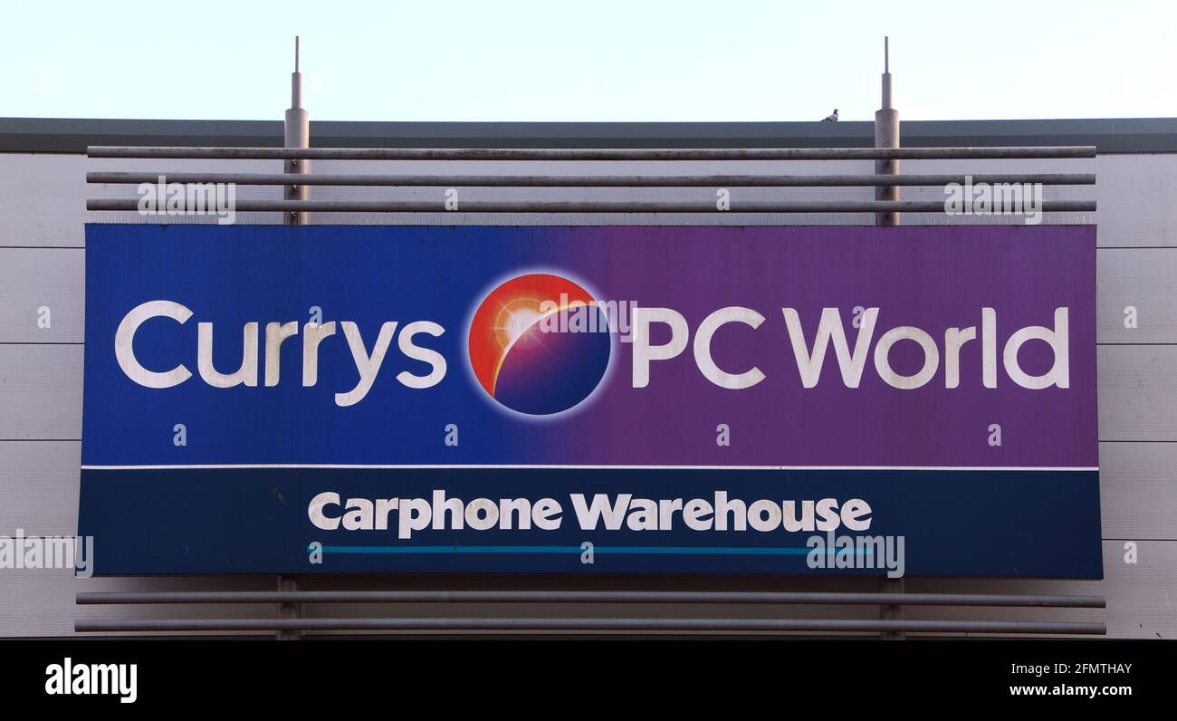Currys PC World, Carphone Warehouse,shop front, sign, logo, Kings Lynn, Norfolk Stock Photo