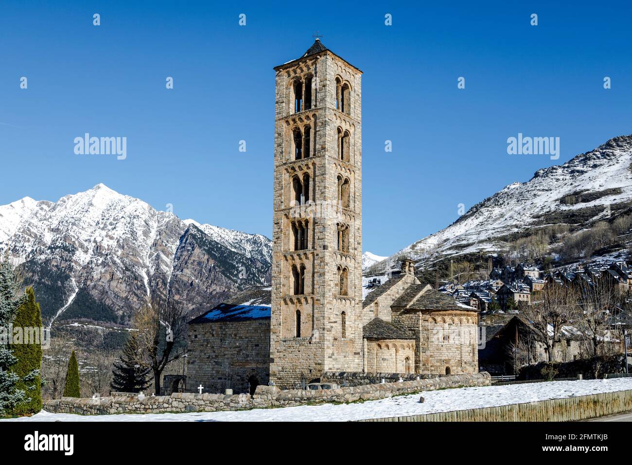 Roman Church of  Sant Climent de Taull (Catalonia - Spain). This is one of the nine churches which belongs to the UNESCO World Heritage Site. Stock Photo