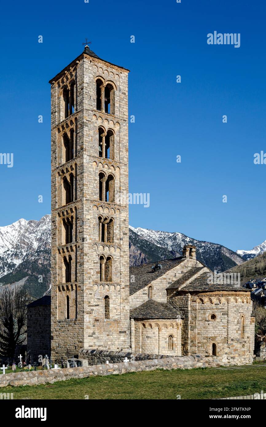 Roman Church of  Sant Climent de Taull (Catalonia - Spain). This is one of the nine churches which belongs to the UNESCO World Heritage Site. Stock Photo
