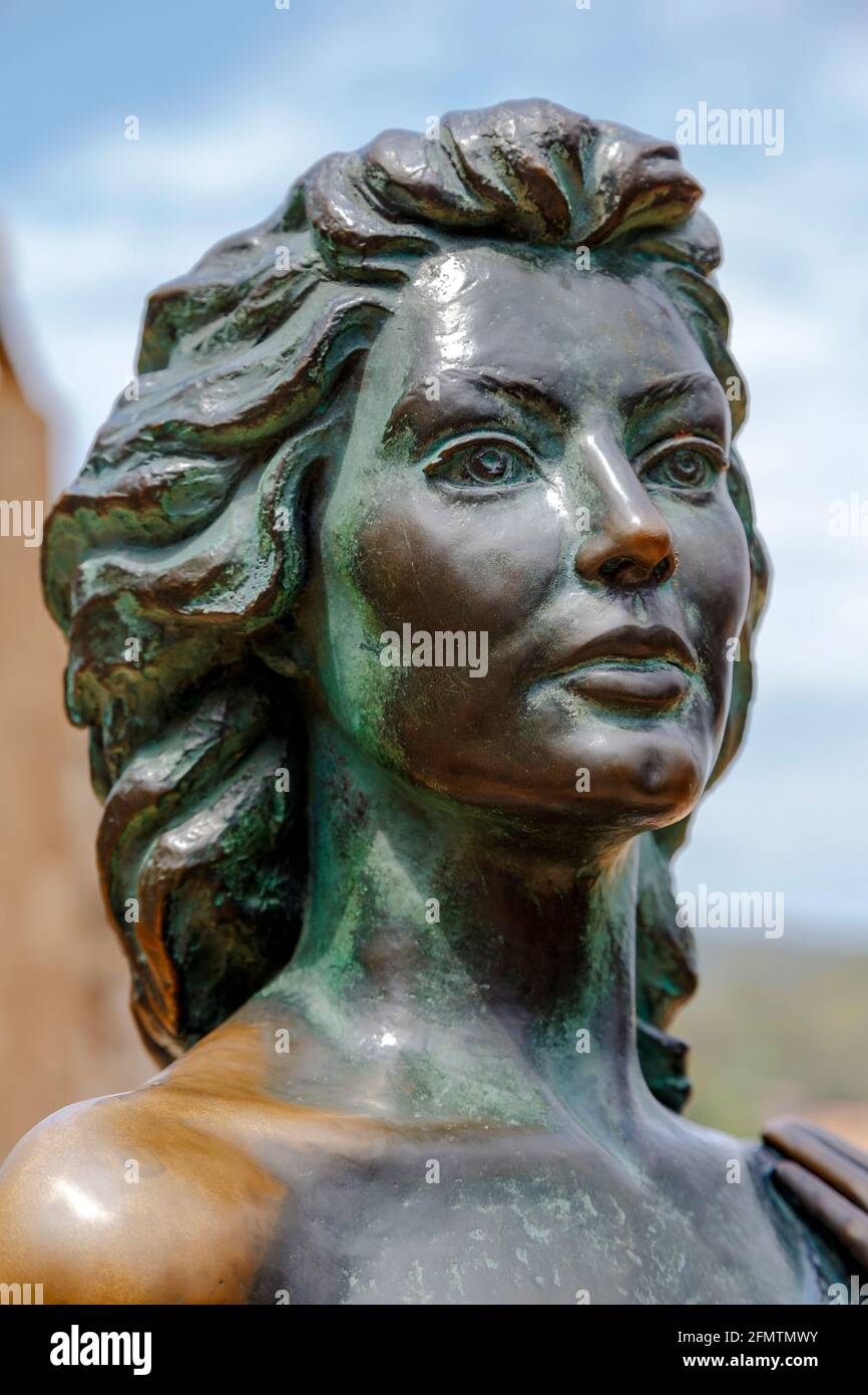 Tossa de Mar, Spain - May 31, 2015: Bonze statue of American actress Ava Gardner in the Spanish town of Tossa de Mar. Stock Photo